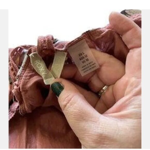 Roxy Sz L Maxi Dress Tropical Floral Print Sleeveless Strappy Back Too Cute! - Picture 6 of 7